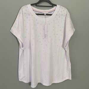 NEW Jane‎ + Delancy White Star Print Oversized T Shirt Top Women's Plus Size 2X